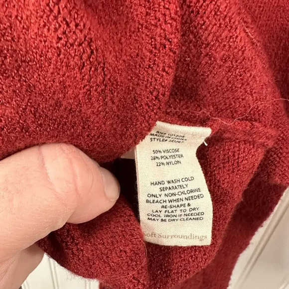 Soft Surroundings Red Knit Sweater Long Sleeve Casual Sweater Size M Warm Winter - Picture 4 of 4